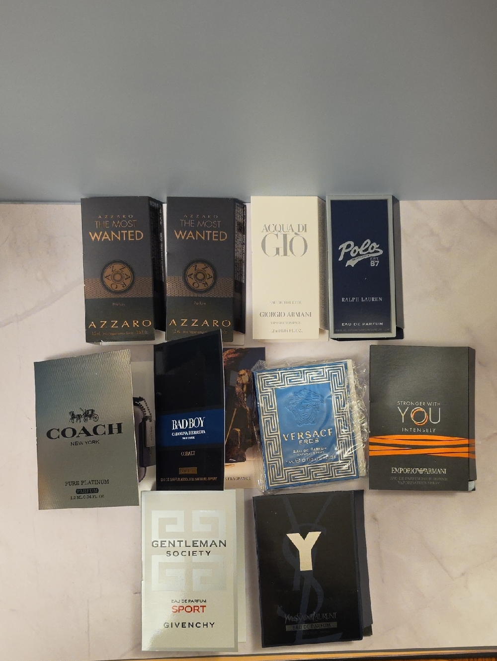 10 Mens Sample Spray Carolina Herrera Coach Versace YSL EDP Cologne 1.2ml 1.5ml